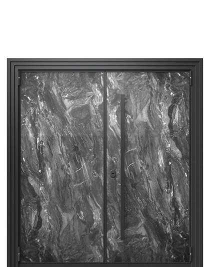 Дверь в коттедж TermoWood, Темный мрамор Глянец, Collori RAL 9005