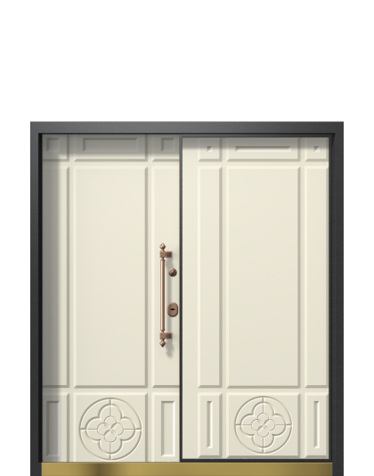 Дверь в коттедж TermoWood, Woodline Серый антрацит, Collori Слоновая кость