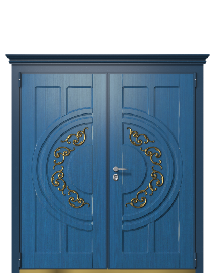 Дверь в коттедж TermoWood, Woodline Темно-синий, Woodline Белая эмаль