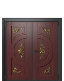 Дверь TermoWood Woodline Темно-красный, Decoline Ванильный дуб вид снаружи