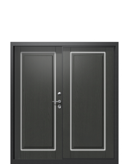 Входная дверь в коттедж с подсветкой TermoWood Пепельный, Графитовое дерево