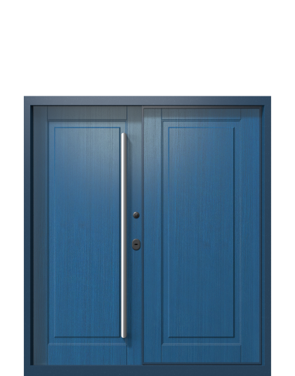 ДверьTermoWood Woodline Тёмно-синий, Del Mare, ручка Rettangolo, защитная пластина вид внутри