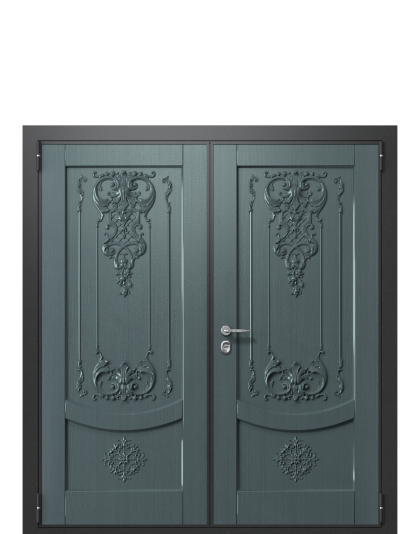 Входная дверь в коттедж с подсветкой TermoWood Пепельный, Графитовое дерево