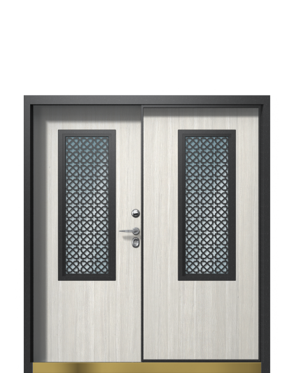 Дверь в коттедж TermoWood, Decoline Греческий платан, Woodline Белая Эмаль