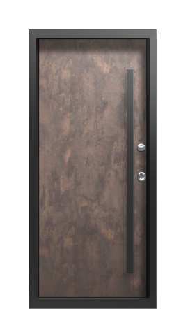 Входная дверь в коттедж с подсветкой TermoWood Ral 9003, Марсианский камень