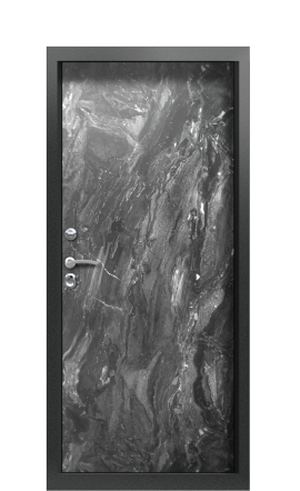 Дверь TermoPlus Terma Темный мрамор Багет I Silver левая 1000