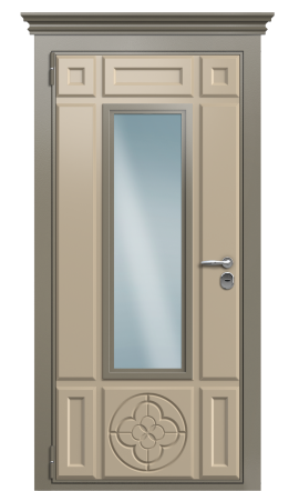 Входная дверь TermoWood Collori Ral 7006 Ral 9003 Стеклопакет с решетками Азия левая 950