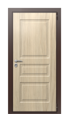 Дверь TermoWood Decoline premium сатиновое дерево tobacco вид снаружи