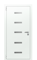 Дверь TermoPlus Decoline Premium Джут белый D003 Фьюзинг Ral 9003 левая 1000 вид снаружи