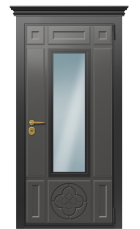 Дверь TermoWood Decoline Grey matt Collori RAL 1019 Vesuvio стеклопакет карниз вид снаружи