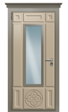 Дверь TermoWood Collori Ral 7006 Ral 9003 Стеклопакет с решетками Азия левая 950 вид снаружи