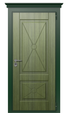 Дверь TermoWood Patina Woodline Темно-Зеленое 2644 вид снаружи