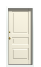 Дверь Termo Collori Слоновая кость Ral 3031 Ral 9003 Багет F001 Карниз Молоток Золотая фурнитура левая 950 вид внутри