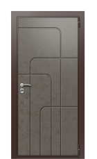 Дверь TermoWood Decoline Бетон темный D002 Бетон светлый D001 Tobacco правая 1000 вид снаружи