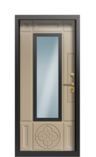 Дверь Termo Decoline Grey matt Collori RAL 1019 Vesuvio стеклопакет карниз вид внутри