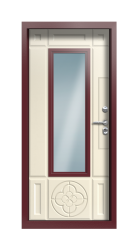 Дверь Termo Collori Слоновая кость RAL 3005 стеклопакет решётка карниз вид внутри