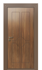 Дверь TermoWood Ral 8025 Тик 1189 вид снаружи