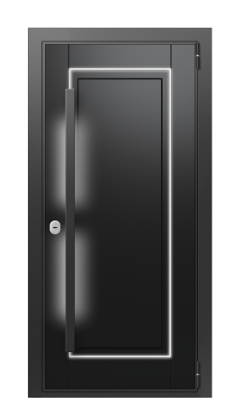 Входная дверь в коттедж с подсветкой TermoWood Ral 9005, Лунный камень