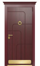 Дверь TermoWood Ral 3005 Тёмно Красный 65 вид снаружи