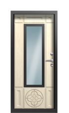 Дверь Termo Decoline Ванильный дуб Vesuvio стеклопакет решётка вид внутри