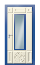 Дверь TermoWood Ral 5005 Слоновая кость 1301 вид снаружи