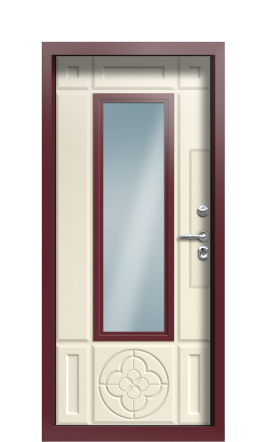 Дверь TermoPlus Collori Слоновая кость RAL 3005 стеклопакет решётка карниз