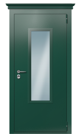 Дверь TermoPlus Decoline Белое дерево RAL 6005 стеклопакет карниз