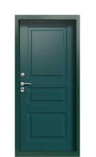 Дверь Termo Collori Зеленое сукно Ral 6005 Багет I Карниз левая 950 вид внутри