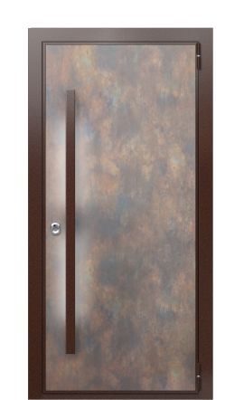 Входная дверь в коттедж с подсветкой TermoWood Металл Бруклин, Ral 9005