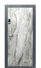 Дверь TermoWood Terma Белый мрамор, Terma Лен Маренго вид снаружи