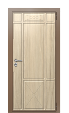 Дверь TermoWood Ral 8025 Сатиновое дерево 1175 вид снаружи