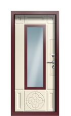 Дверь Termo Collori Слоновая кость RAL 3005 стеклопакет решётка карниз вид внутри