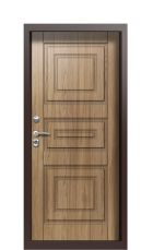 Дверь Termo Decoline Греческий платан B004 Грецкий орех B003 Tobacco Карниз левая 950 вид внутри