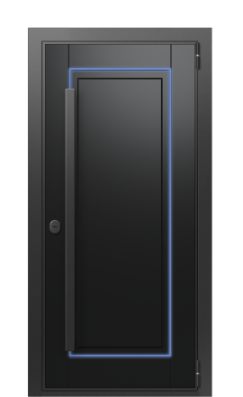 Входная дверь в коттедж с подсветкой TermoWood Ral 9005, RAL 7009