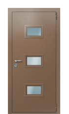 Дверь TermoPlus Ral 8025 Бронзовая лиственница 1202 вид снаружи