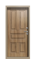 Дверь Termo Decoline Premium Грецкий орех F007 Багет F007 Delmare Ral  1019 правая 1000 вид внутри