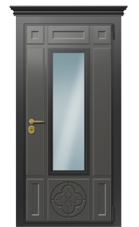 Дверь TermoWood Decoline Grey matt Collori RAL 1019 Vesuvio стеклопакет карниз