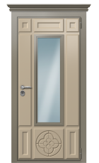 Дверь TermoWood Collori Ral 7006 Ral 9003 Стеклопакет с решетками Азия правая 880 вид снаружи