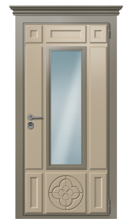 Дверь TermoWood Collori Ral 7006 Ral 9003 Стеклопакет с решетками Азия правая