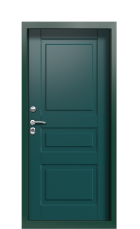 Дверь Termo Collori Зеленое сукно Ral 6005 Багет I Карниз левая 950 вид внутри