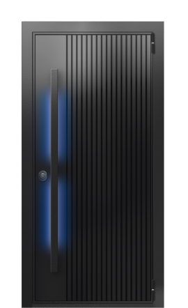 ДверьTermoWood RAL 9005, Белое дерево вид снаружи