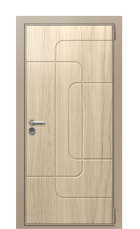 Дверь TermoWood Ral 1019 Сатиновое дерево 1190 вид снаружи