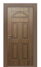Дверь TermoWood Ral 8025 Тик 1385 вид снаружи