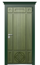 Дверь TermoWood Patina Тёмно Зелёное 312 вид снаружи