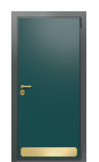 Дверь TermoWood Ral 7043 Зеленое сукно 1451 вид снаружи