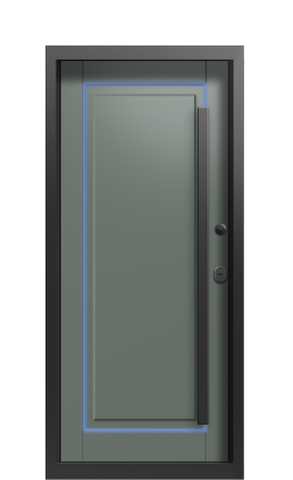 Входная дверь в коттедж с подсветкой TermoWood Ral 9005, RAL 7009