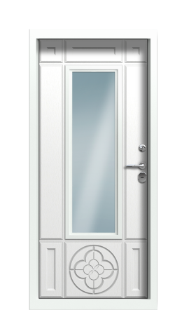 Дверь TermoWood Collori Ral 7006 Ral 9003 Стеклопакет с решетками Азия правая 950