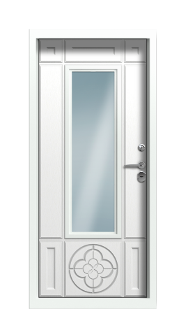 Дверь TermoWood Collori Ral 7006 Ral 9003 Стеклопакет с решетками Азия правая