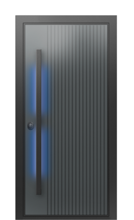ДверьTermoWood RAL 7043, RAL 9003 с подсветкой вид снаружи