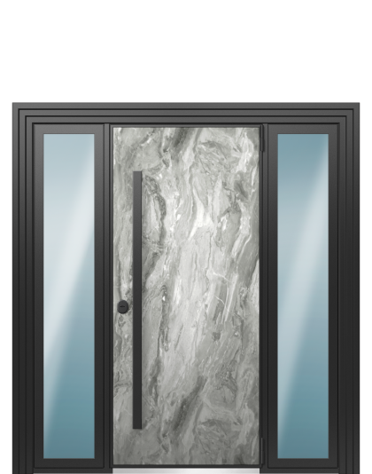 Дверь в коттедж Termo Wood с фрамугами, Terma Белый мрамор, Terma Темный мрамор